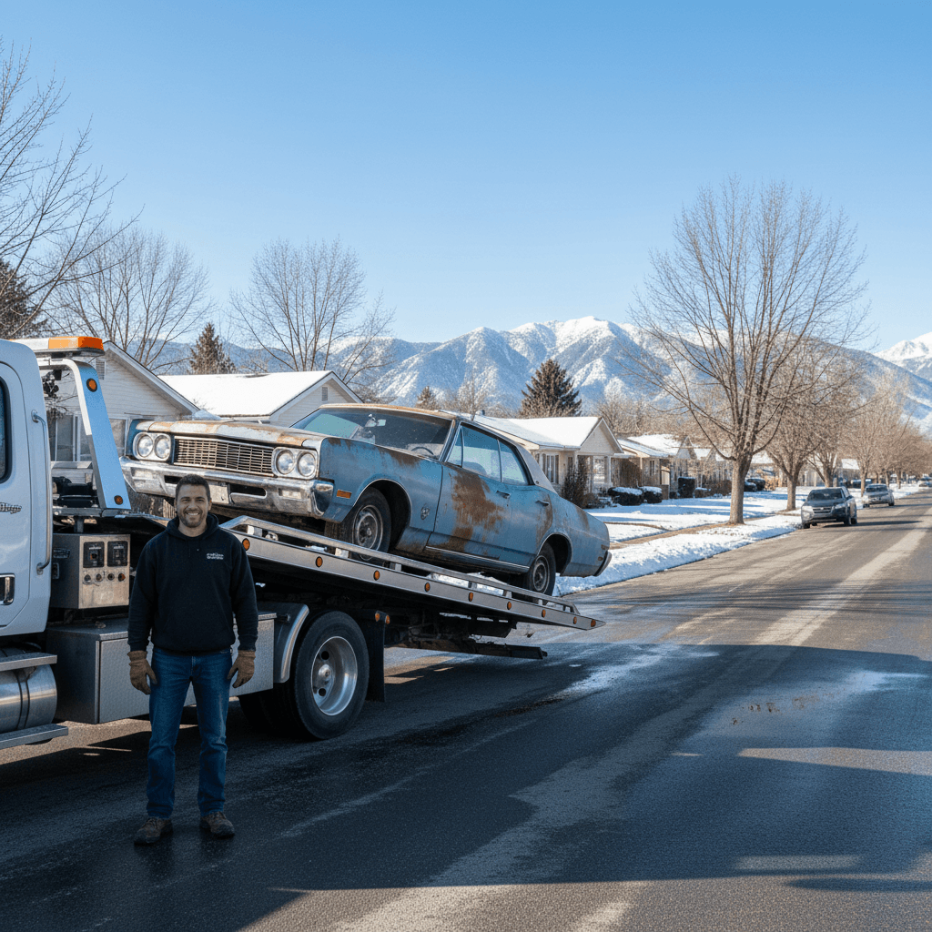 Tow truck collecting a car for free removal in Christchurch after valuation